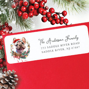 French Bulldog in Santa Hat Return Address