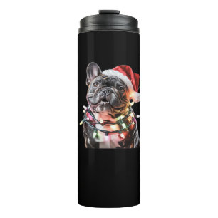 French Bulldog in Santa Hat Wrapped in Christmas L Thermal Tumbler
