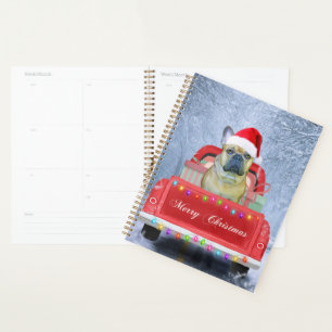 French Bulldog in Snow sitting in Christmas Truck Planner