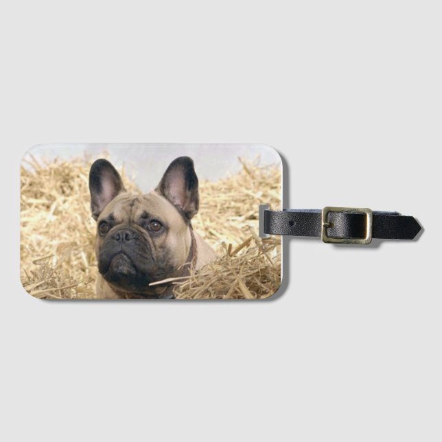 French Bulldog in straw French Bulldog  Luggage Tag (Front Horizontal)