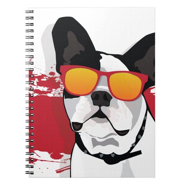 French Bulldog in Sunglasses Spiral Notebook (Front)
