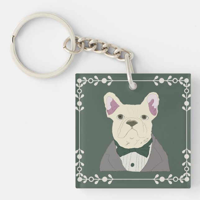 French Bulldog in tux Key Ring (Front)