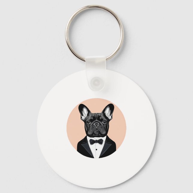 French Bulldog in Tuxedo Key Ring (Front)