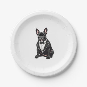 French Bulldog in Tuxedo Paper Plate