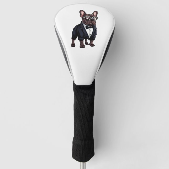 French Bulldog in Tuxedo Wearing Glasses Golf Head Cover (Front)
