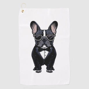 French Bulldog in Tuxedo Wearing Glasses  Golf Towel