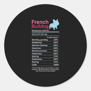 French Bulldog Ingredient Lists Classic Round Sticker