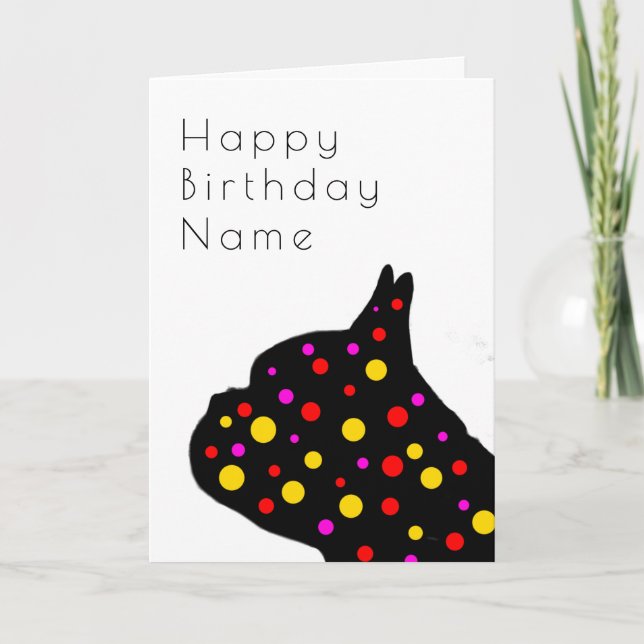 French Bulldog Jewel Art Deco Birthday Card (Front)