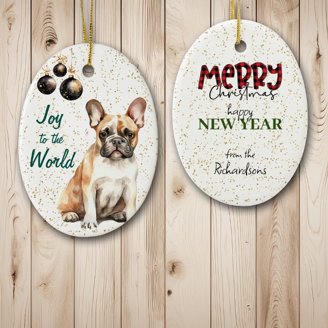French Bulldog Joy to the World Christmas Ceramic Tree Decoration (Creator Uploaded)
