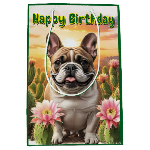 French Bulldog Kaktus Französische Bulldogge  Medium Gift Bag