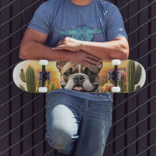 French Bulldog Kaktus Französische Bulldogge Skateboard