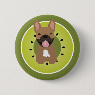 French Bulldog Kiwi Fruit Paper 6 Cm Round Badge