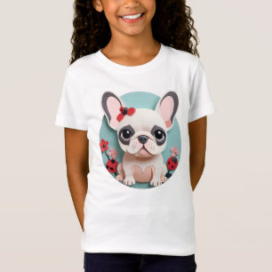 French Bulldog Ladybug Flowers Paper Cutting Art T-Shirt