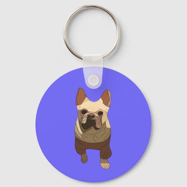 French Bulldog, Lavender Purple Key Ring (Front)