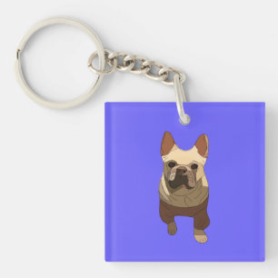 French Bulldog, Lavender Purple Key Ring