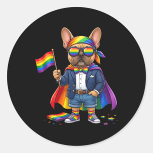 French Bulldog Lgbt Rainbow Lesbian Gay Pride Classic Round Sticker