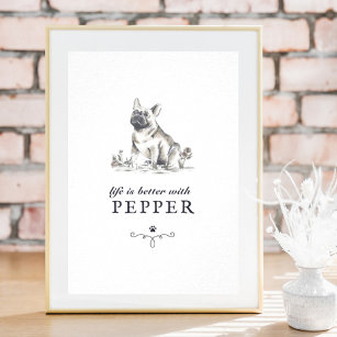 French Bulldog Life Is Better With Custom Dog Name Poster