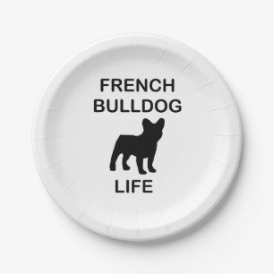 french bulldog life paper plate