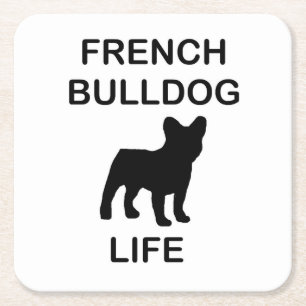 french bulldog life square paper coaster