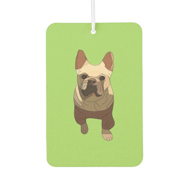 French Bulldog, Lime Green Car Air Freshener (Front)
