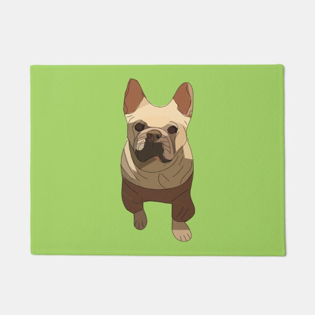 French Bulldog, Lime Green Doormat (Front)