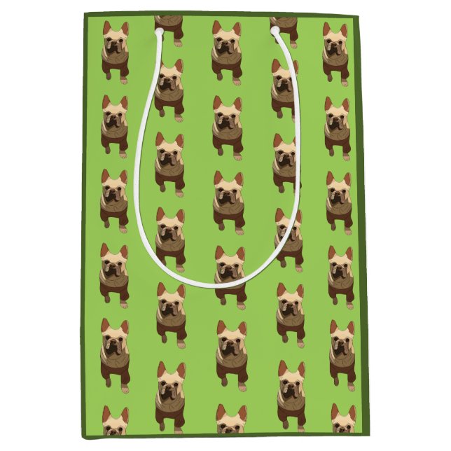 French Bulldog, Lime Green Medium Gift Bag (Front)