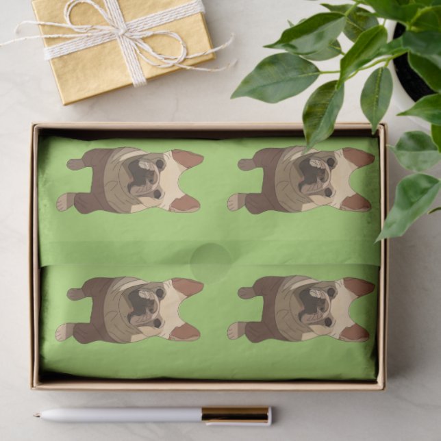 French Bulldog, Lime Green Tissue Paper (Gift)