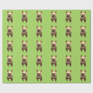 French Bulldog, Lime Green Wrapping Paper