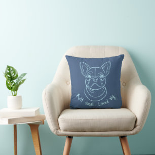French Bulldog Line Art. Built Small. Loved Big. Cushion