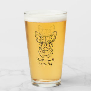 French Bulldog Line Art. Built Small. Loved Big. Glass