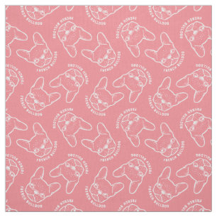 French Bulldog Line Art Fabric