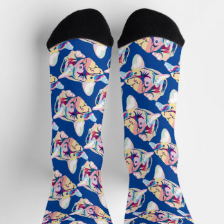 French Bulldog linear grid pattern Socks