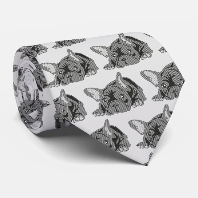 French Bulldog Lines Tie (Rolled)