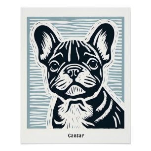 French bulldog linoryt poster