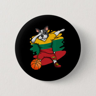 French Bulldog Lithuania Basketball Fan Jersey Spo 6 Cm Round Badge