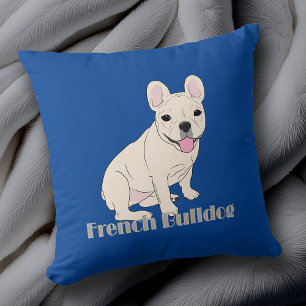 French Bulldog Lovers Blue Cushion