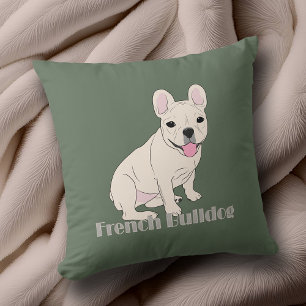 French Bulldog Lovers Sage Green Cushion