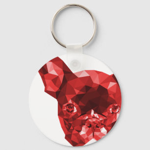 French Bulldog Low Poly Art in Red Key Ring
