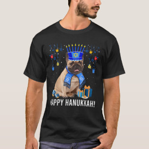 French Bulldog Menorah Hat Christmas Happy Hanukka T-Shirt