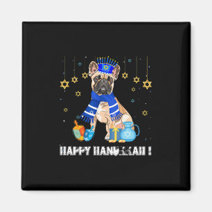 French Bulldog Menorah Hat Happy Chanukah Hanukkah Magnet