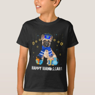 French Bulldog Menorah Hat Happy Chanukah Hanukkah T-Shirt
