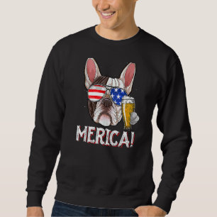 French Bulldog Merica 4th Of July Usa American Fla Sweatshirt