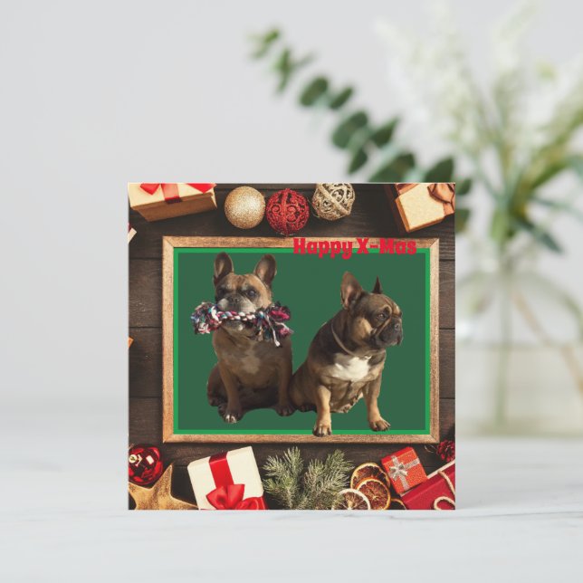 French Bulldog Merry Christmas Bulldog Card (Standing Front)