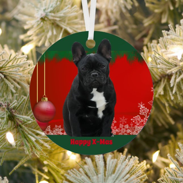 French Bulldog Merry Christmas Bulldog Metal Tree Decoration (Insitu)