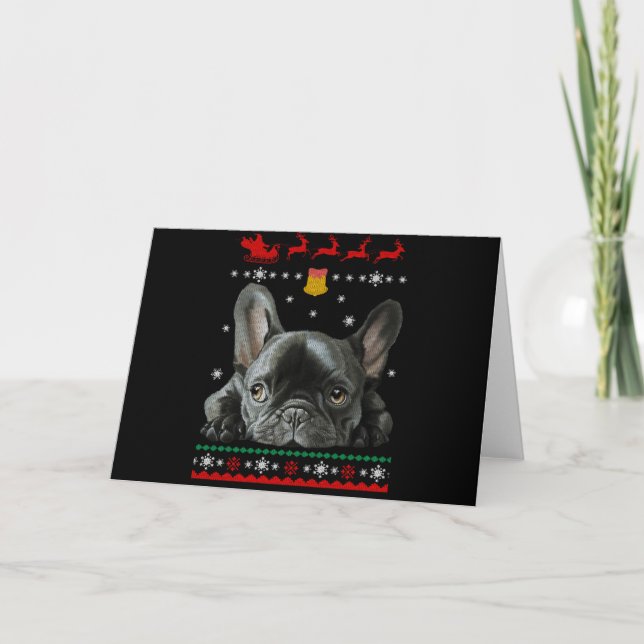 French Bulldog | Merry Christmas With Frenchie Card (Front)