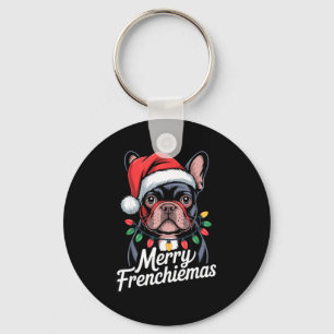 French Bulldog Merry Frenchiemas Santa Hat Christm Key Ring