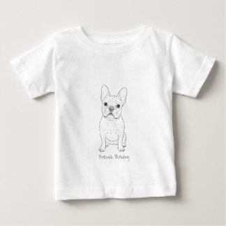 French Bulldog Minimalist Line Art - Front and Bac Baby T-Shirt