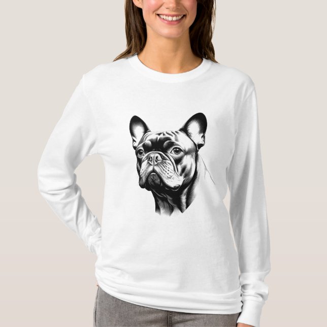 French Bulldog Mom Pencil Sketch Gift T-Shirt (Front)