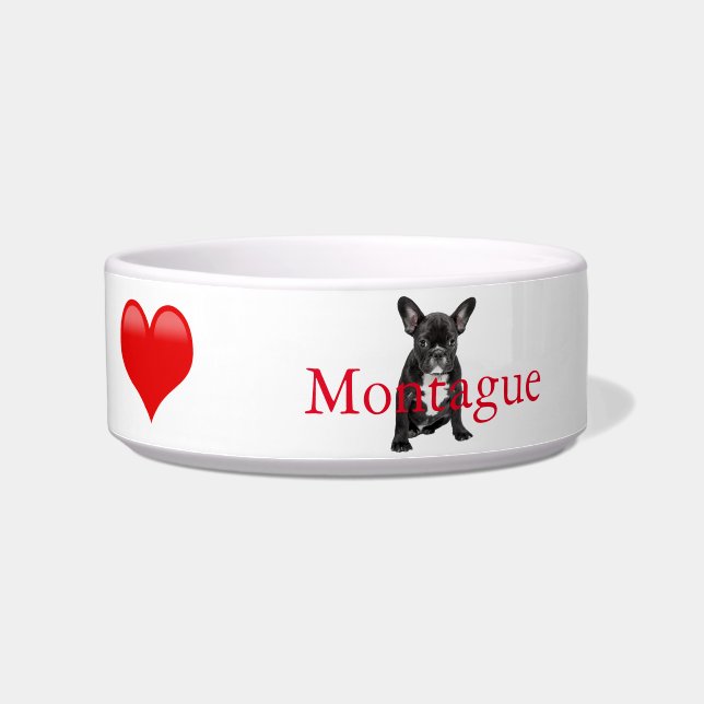 French Bulldog Monogram I Love my Dog Cute Trendy Bowl (Left)