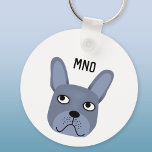 French Bulldog Monogram Key Ring<br><div class="desc">A fun little Gray or Blue French Bulldog or Frenchie.  Great for dog lovers.  Original art by Nic Squirrell.  Change or remove the monogram initials to personalize.</div>
